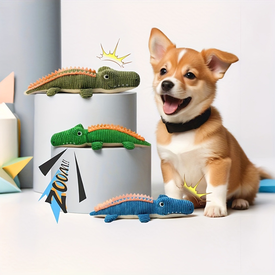 Eco-Friendly Interactive Plush Crocodile Chew Toy for Dogs Teeth Cleaning Relief and Boredom Universal Sound