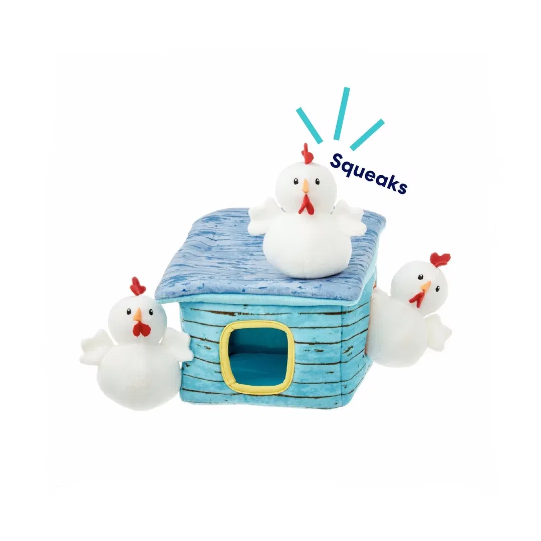 Chicken Coop Hide &amp; Seek Puzzle Plush Squeaky Dog Toy