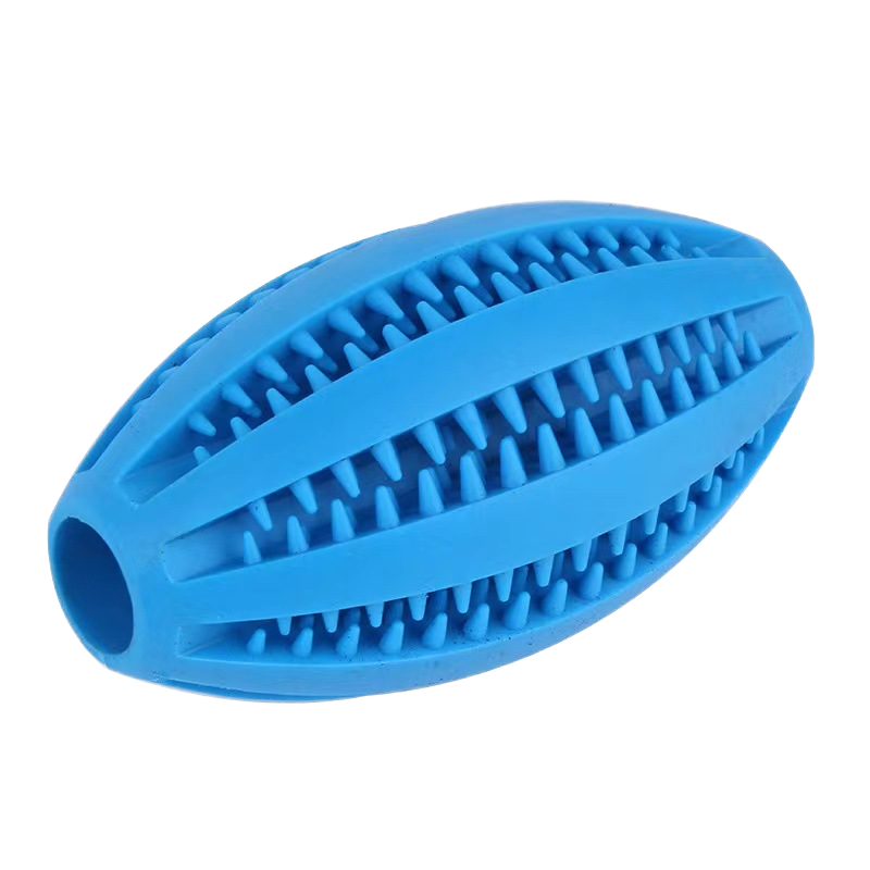 Interactive Eco-Friendly Novelty Rugby Shape Chew Toy for Dogs Durable Rubber Pet Tooth Cleaning Treat Toy Sustainable