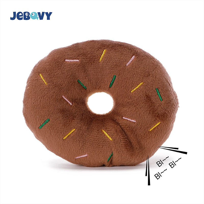 Wholesale New Design Fast Food Doughnut Squeaky Dog Toy Stuffed Plush Pet Toys for Dog