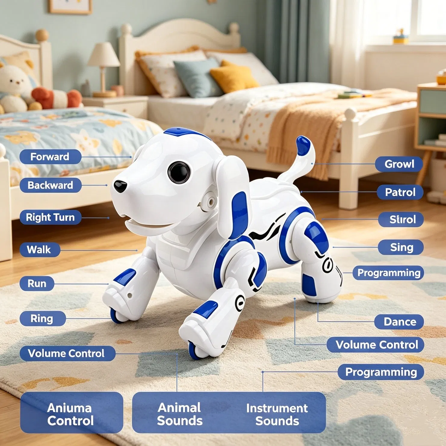 Nijia Children's Puzzle Remote Control Toy Locke Intelligent Programming Machine Dog Singing and Dancing Imitation Call Electronic Pet Dog Cute Pet for Kids
