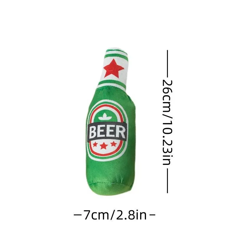 Plush Dog Toys Beer Bottle Shaped Squeaky Interactive Playing Supplies