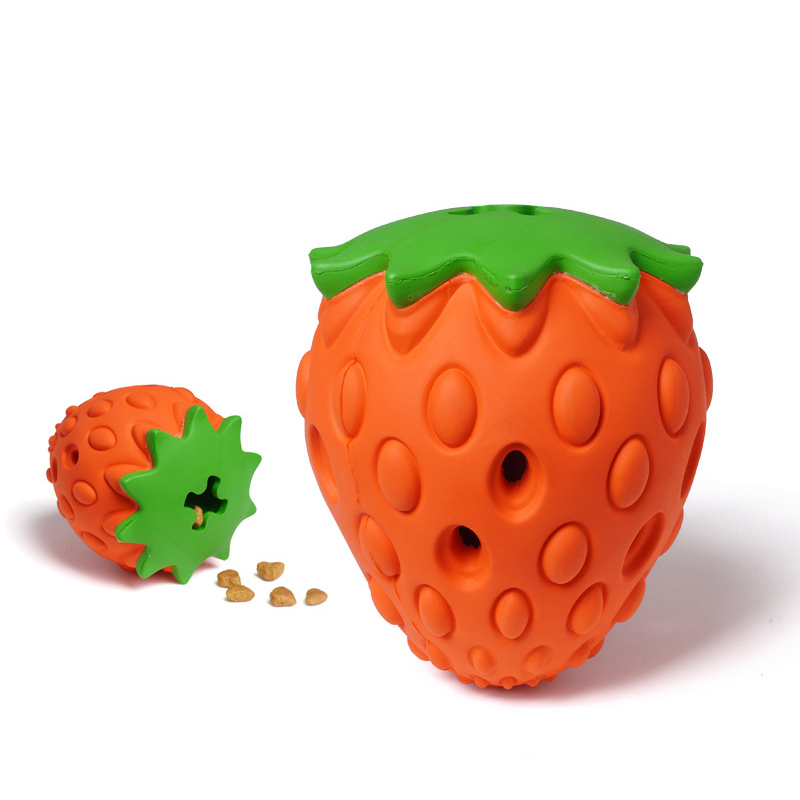 Wholesale Eco-Friendly Rubber Chew Toys for Aggressive Dogs with Strawberry Christmas Design