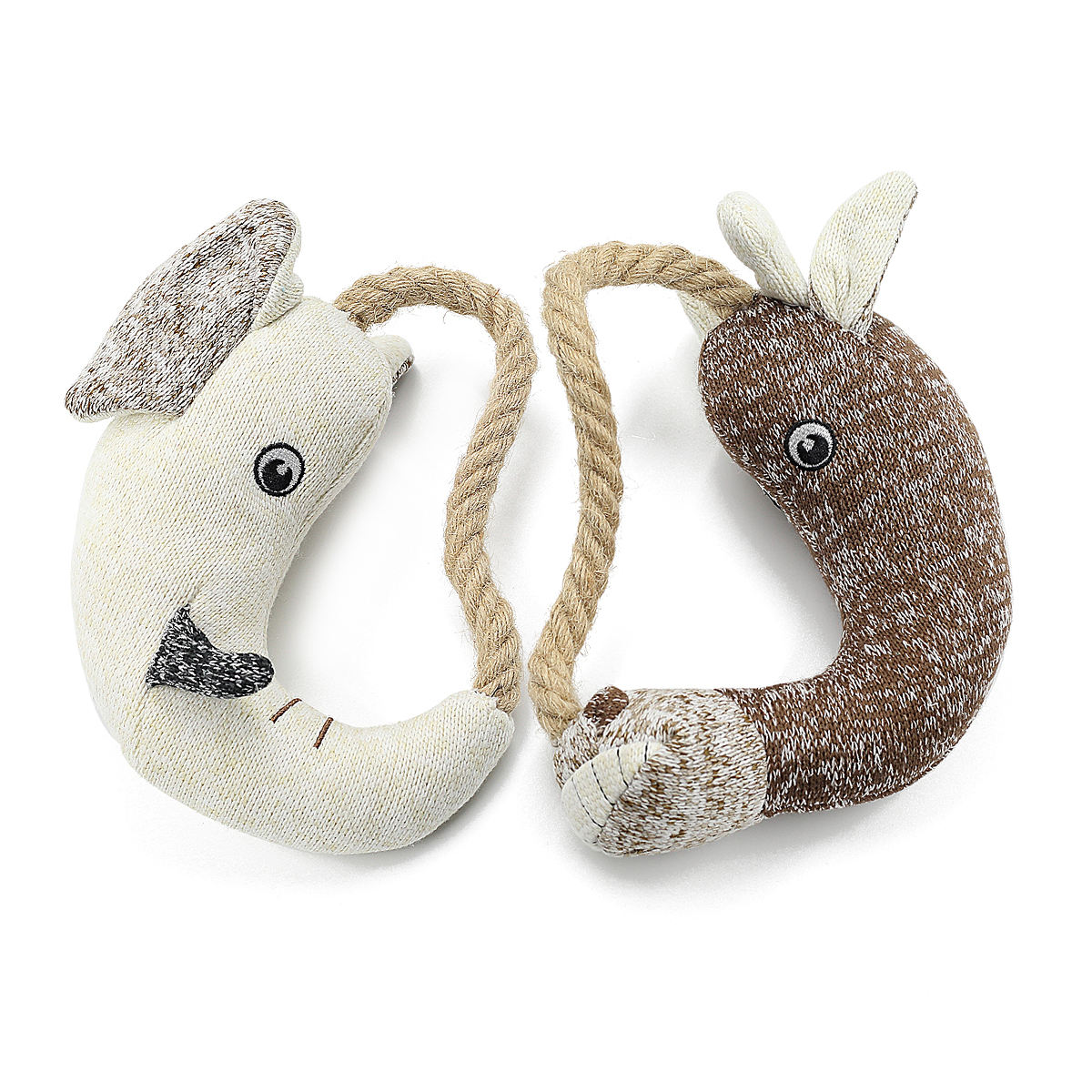 New Manufacture Dog Chew Toy Knit Rhino Ring Interactive Squeak Clean Tooth Dog Training Toy