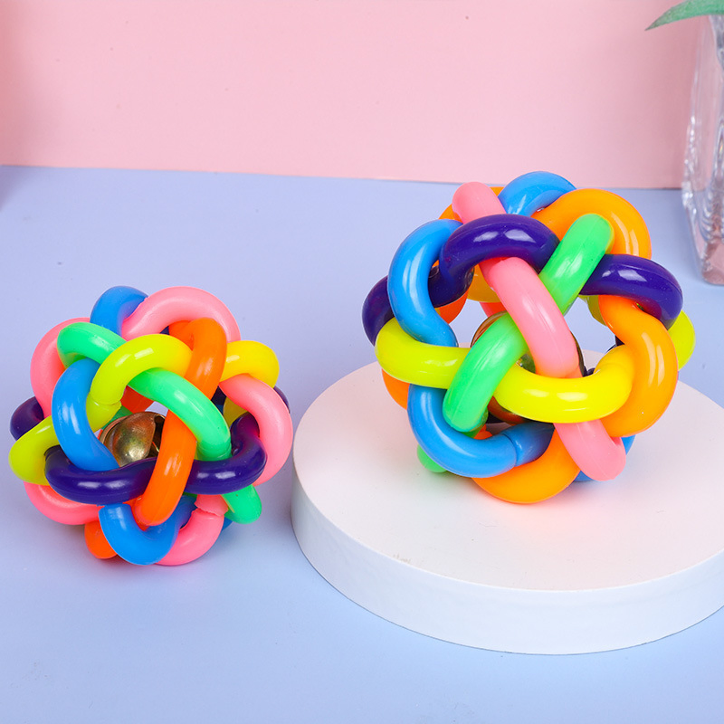 Colorful Bell Ball Small Rubber Braided Ball Puppy Chew Sound Pet Toy Ball Pet Supplies