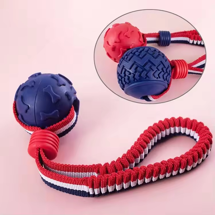 Indestructible Interactive Dog Ball Toy PVC and Nylon Material Popular for Aggressive Chewers Rubber Pet Chew Toy