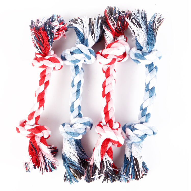 Amazon Hot Selling Dog Rope Toys Colorful Knotted Cotton Pet Toy