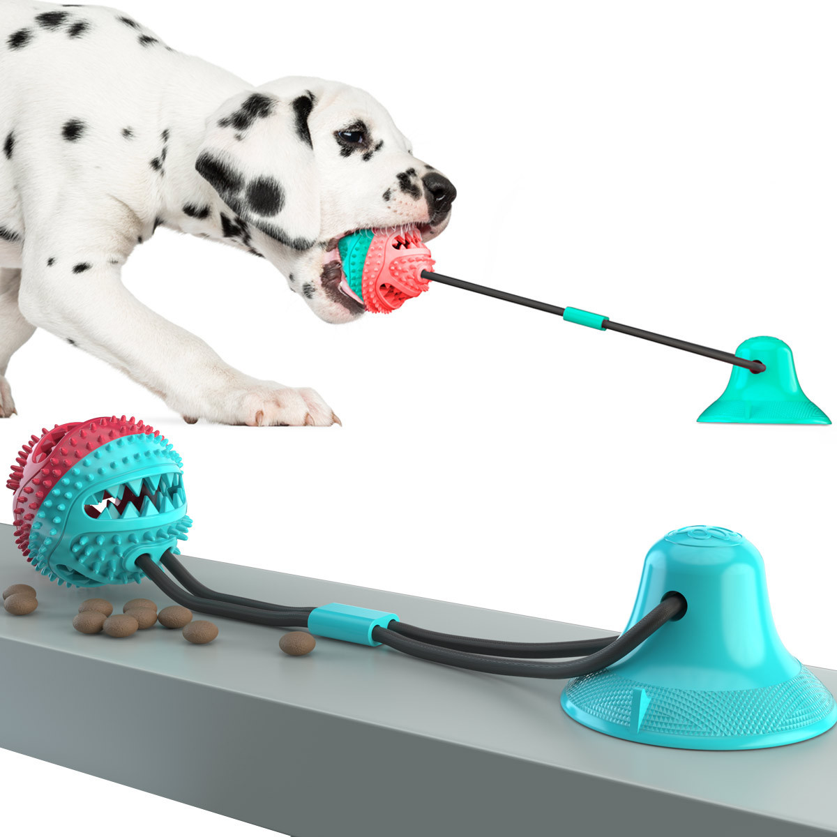 Hands-Free Interactive Eco-Friendly Cute Dog Toy with Suction Cup-Durable Chew Toy for Safe Tug of War Calming Play