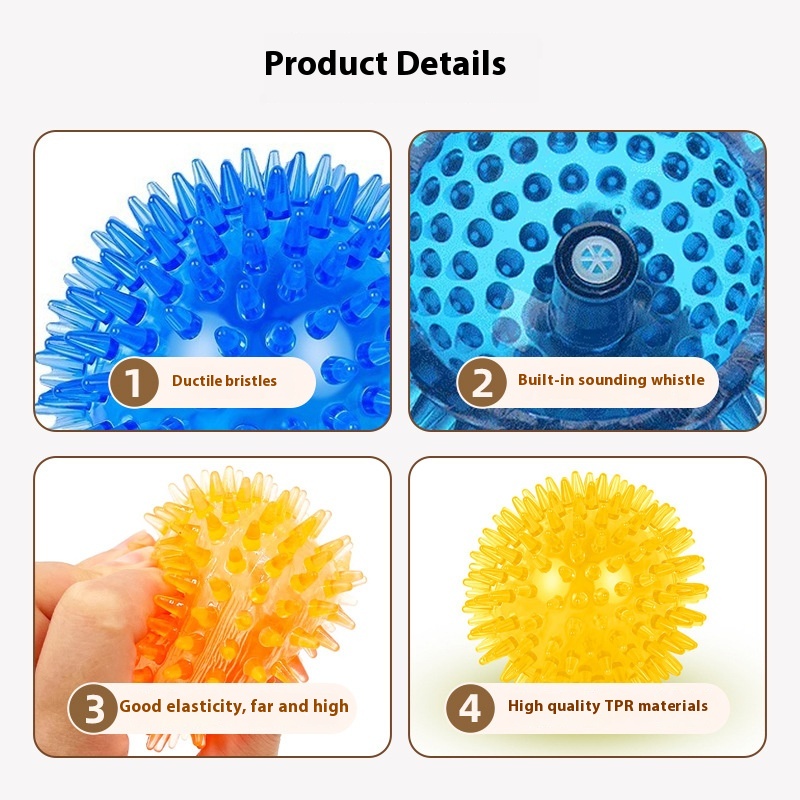 High Elastic TPR Eco-Friendly Dog Toy Ball Squeaky Cross-Border Pet Squeak Toy Pointed Punch Floating Water Bite Toothcleaning