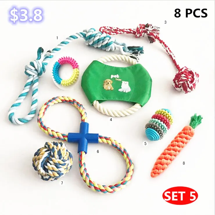 Pack Puppy Cotton Durable Dog Rope Chew Toy Set Pet Toys Set