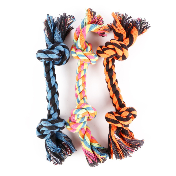 Amazon Hot Selling Dog Rope Toys Colorful Knotted Cotton Pet Toy
