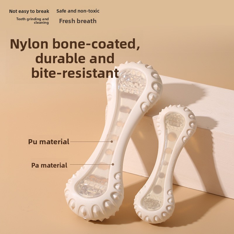 2026 Nylon Bone Dog Chew Toy Rubber Coated Indestructible Teething Toy Interactive Training Durable Bite Resistant Pet Toy