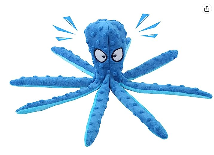 New Dog Squeaky Toys Octopus No Stuffing Crinkle Plush Dog Toys Durable Interactive Cute Dog Chew Toys for