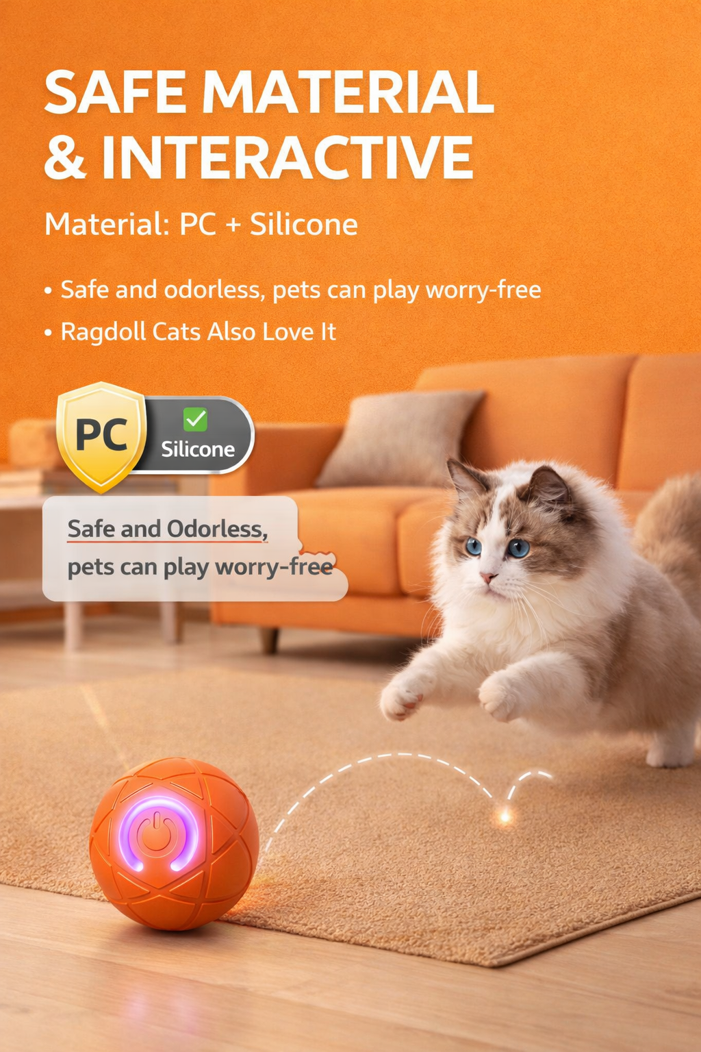 Wholesale USB Rechargeable Electric Rolling Interactive Pet Ball Toy PC TPR Chew Resistant Automatic Motion Dog Cat