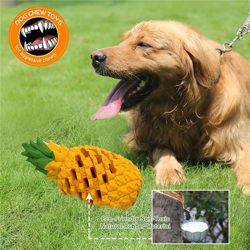 Pineapple Shape Indestructible Dog Chew Toys Durable Rubber Dog Toys for Aggressive Chewers