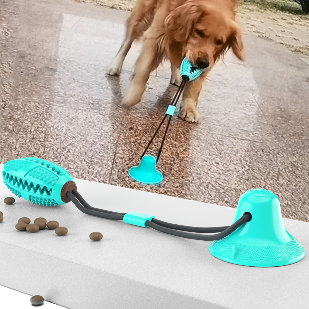 Interactive Dog Suction Cup Toys with Food Leakage Durable Rubber Training Ball for Dog Puzzle Treat Food and Tug-of-war Play