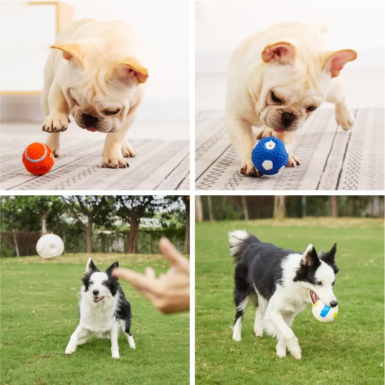 Latex Non-Toxic Rubber Pet Toys Ball Squeaky Dog Chewy Sounds Maker Toys