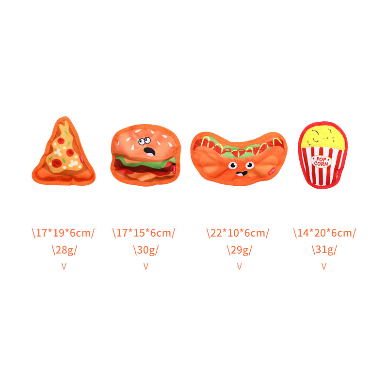 Hamburger Fries Pizza Oxford Squeaky Dog Toy Very Durable Dog Toy