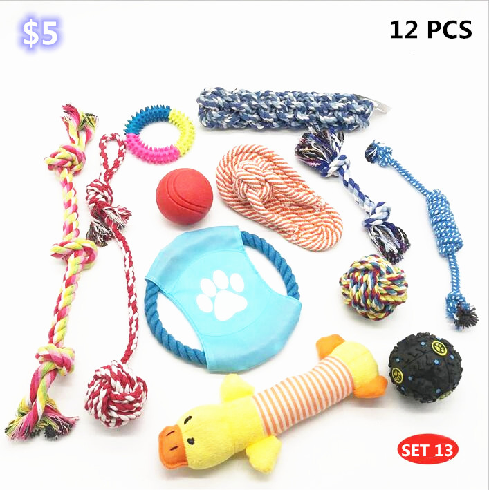 Pack Puppy Cotton Durable Dog Rope Chew Toy Set Pet Toys Set