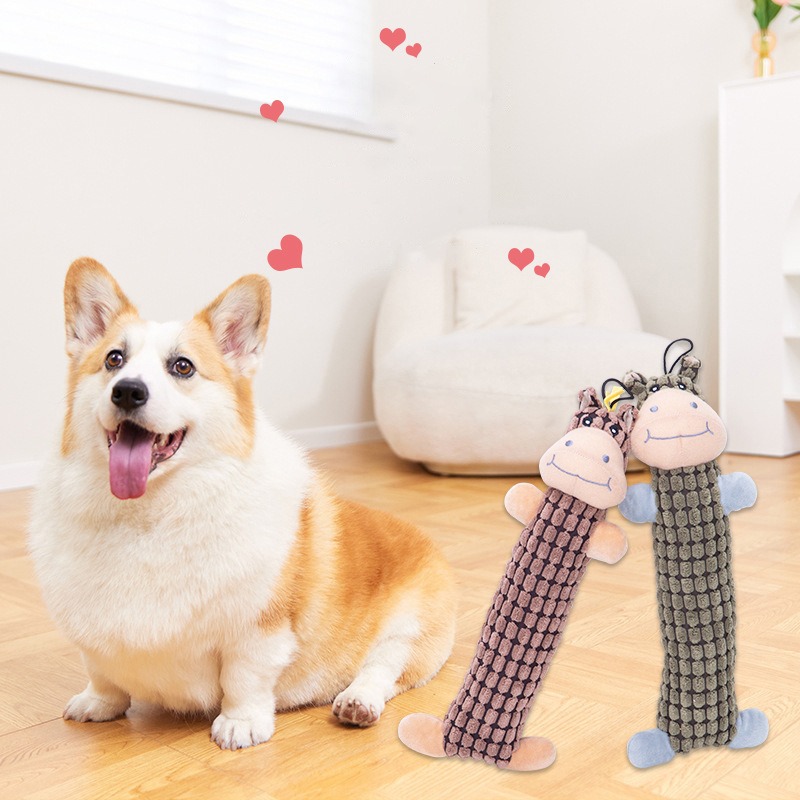 High Quality Durable Cute Cartoon Eco-Friendly Plush Dog Chew Toys French Bulldog Teething Relief Training Boredom Relief Sound