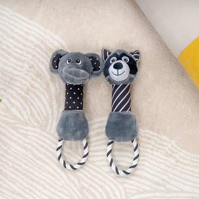 Rena Pet Black White Cute Animal Squeaker Stuffed Soft Classical Print Dog Rope Plush Toy
