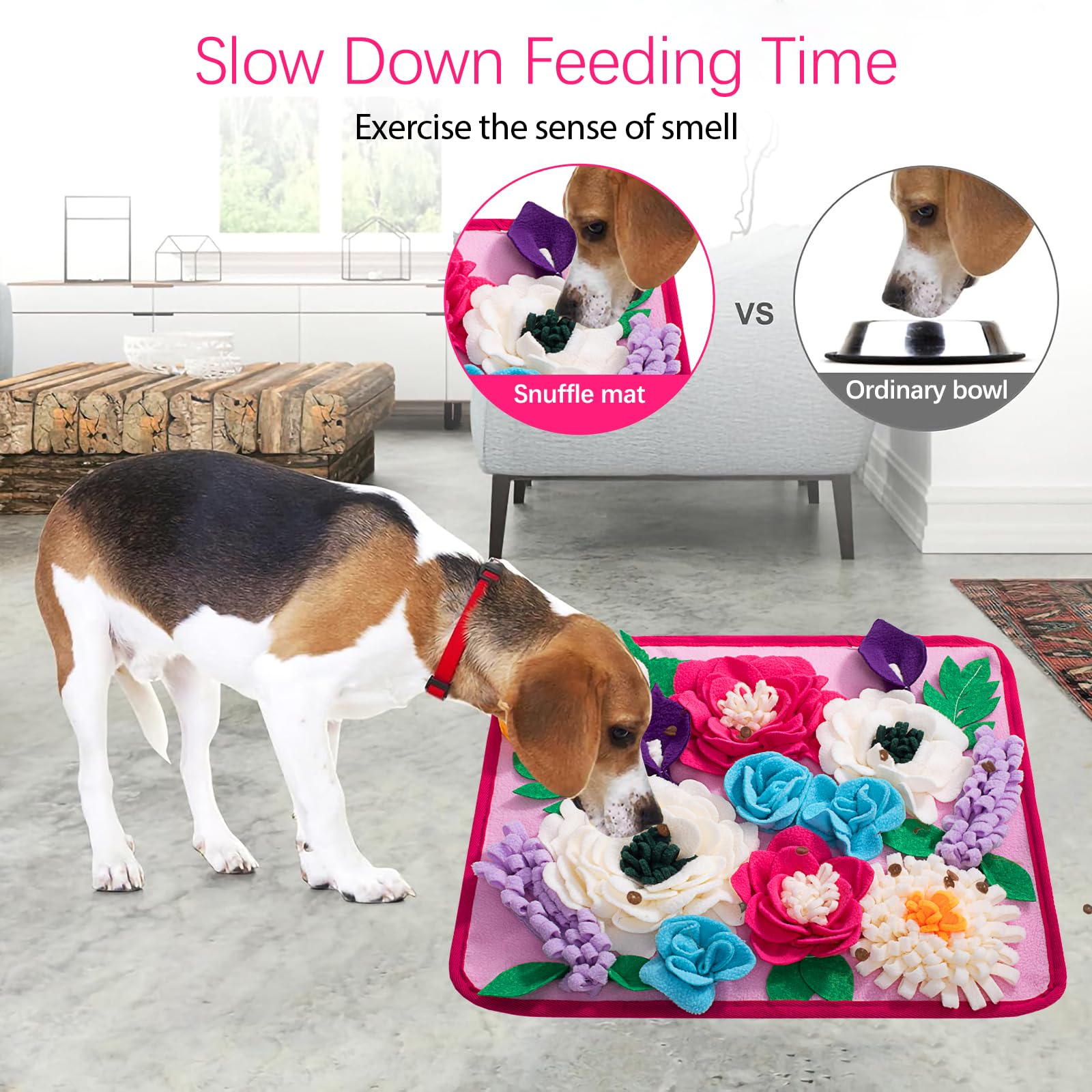 Snuffle Mat for Dogs - Adjustable Interactive Puzzle Toy for Large &amp; Small Breed Slow Feeder for Mental Stimulation