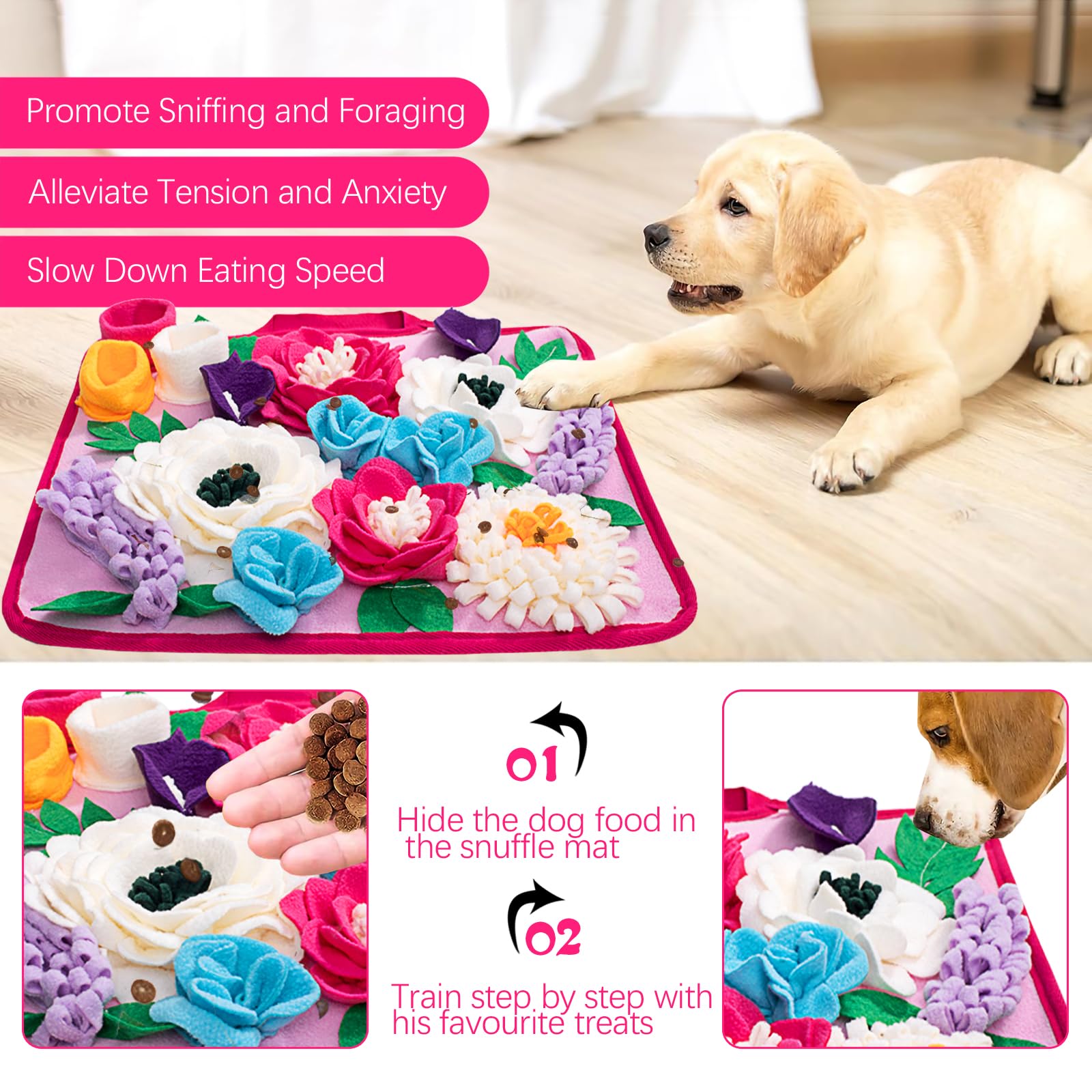 Snuffle Mat for Dogs - Adjustable Interactive Puzzle Toy for Large &amp; Small Breed Slow Feeder for Mental Stimulation