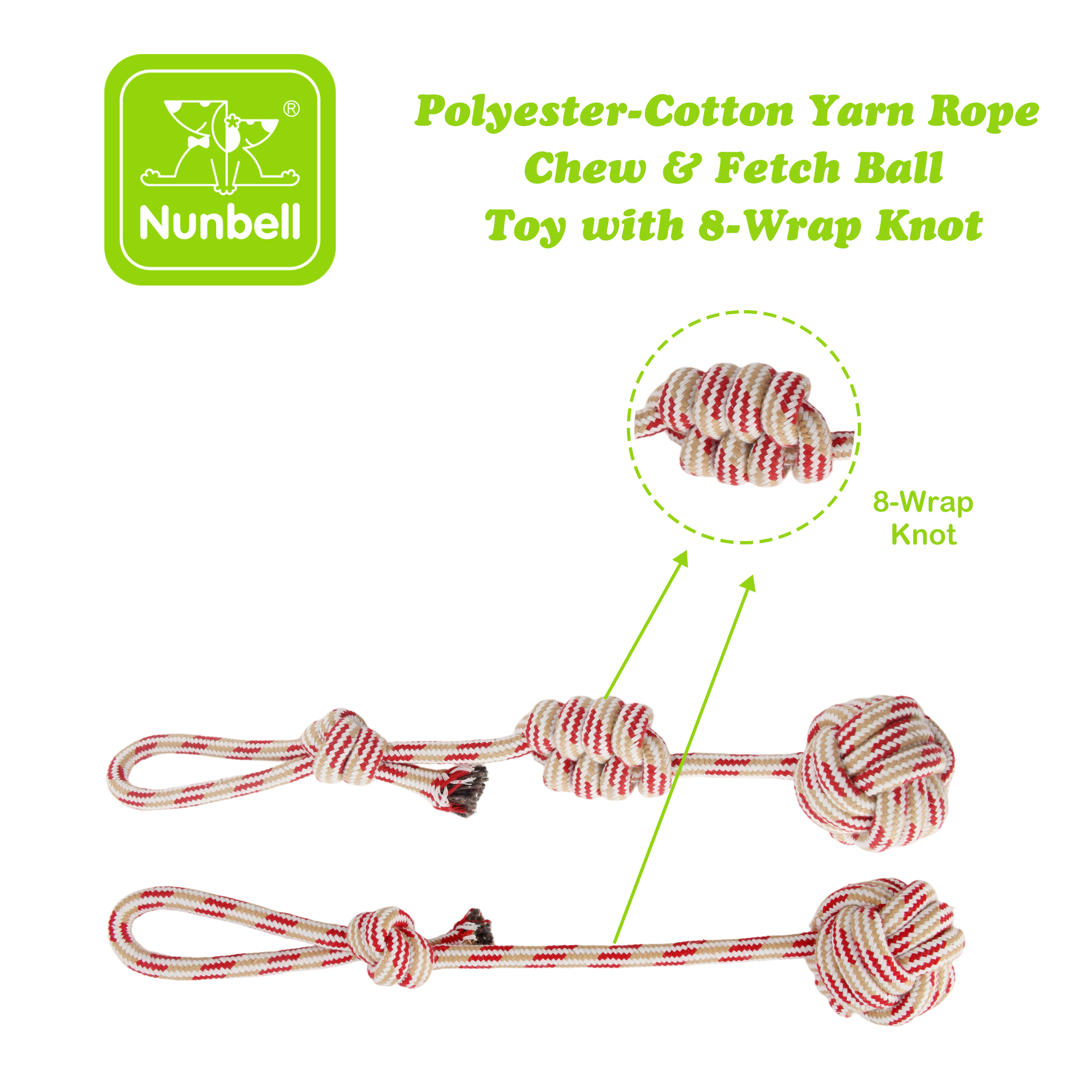 Nunbell Dog Toy Eco-Friendly Cotton Rope Chew Toys Set Durable Interactive Tug Natural Rubber Multi-Sized TUV Certified Custom