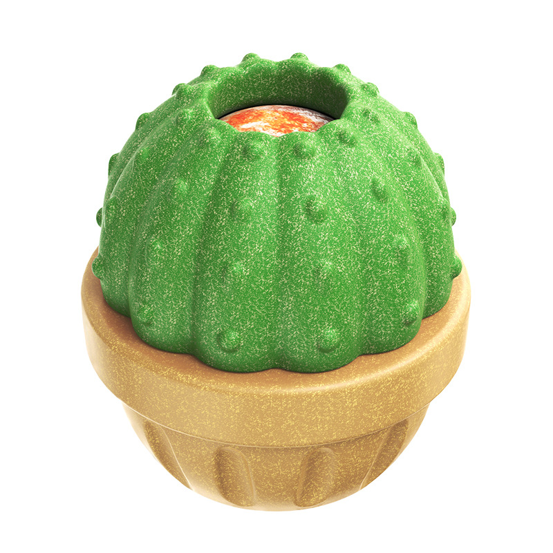 Wholesale Interactive Cactus Shape Dog Pet Treat Dispensing Toy Durable Bite-Resistant Cartoon Green Plant Nylon Dog Chew Toy