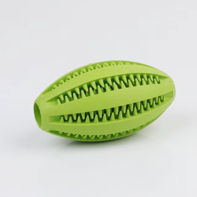 Interactive Eco-Friendly Novelty Rugby Shape Chew Toy for Dogs Durable Rubber Pet Tooth Cleaning Treat Toy Sustainable