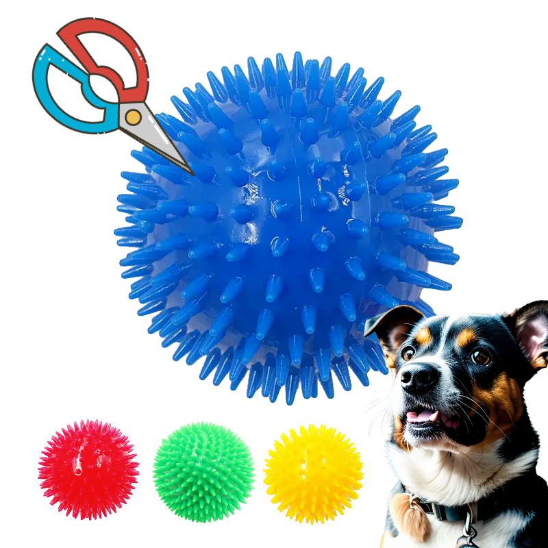 Hot Seller Large 11cm TPR Dog Chew Toy Indestructible Spike Squeaky Ball Durable Hard Rubber for Teeth Cleaning