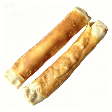 10 Inch Rawhide Retriever Rolls Infused with Duck Slurry, Natural Rawhide Dog Chews Snacks