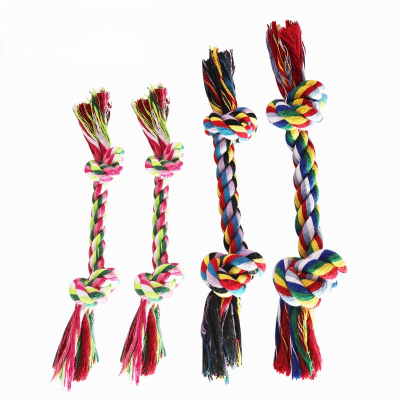 Amazon Hot Selling Dog Rope Toys Colorful Knotted Cotton Pet Toy