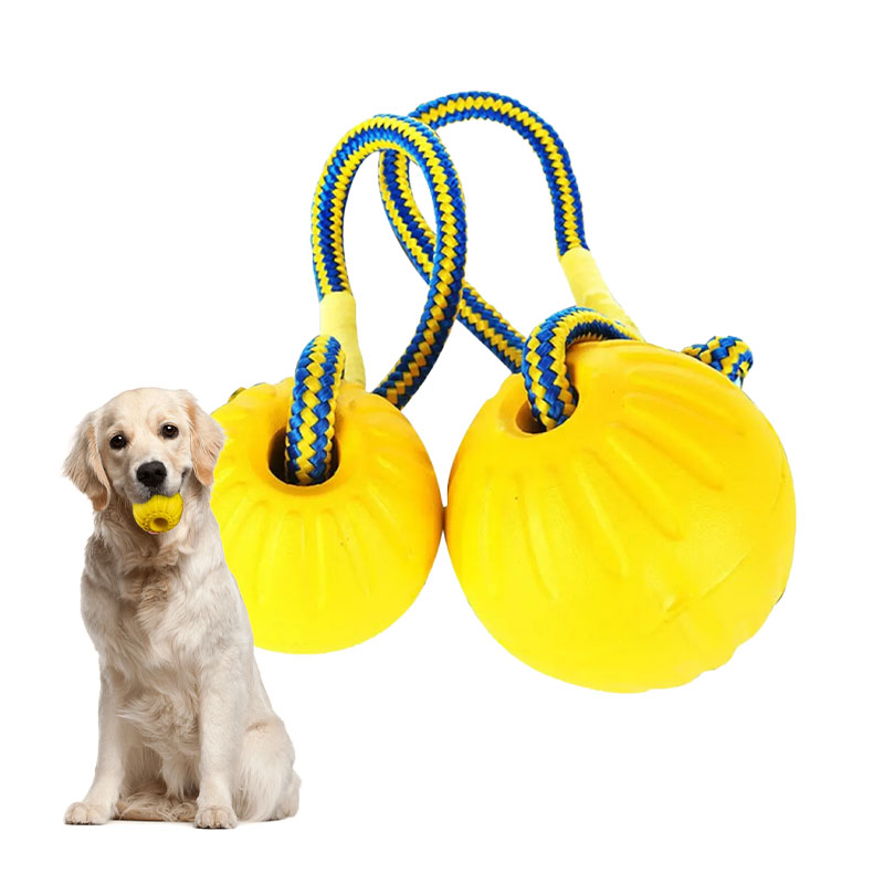 Factory Wholesale Training Pet Chew Toy Rope Bite Pull Ring Interactive EVA Floating Foam Dog Toys Ball