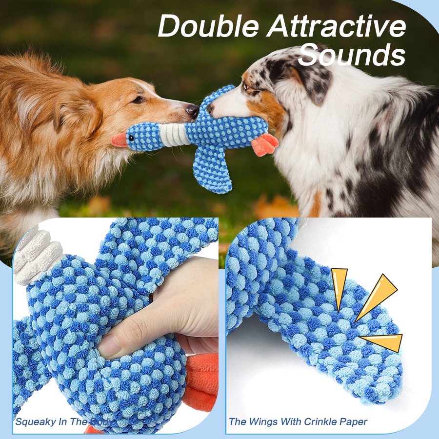 Sustainable Animal Shaped Squeaky Dog Toys Durable Chewing Plush for Big Dogs Pet Squeak Play Feature