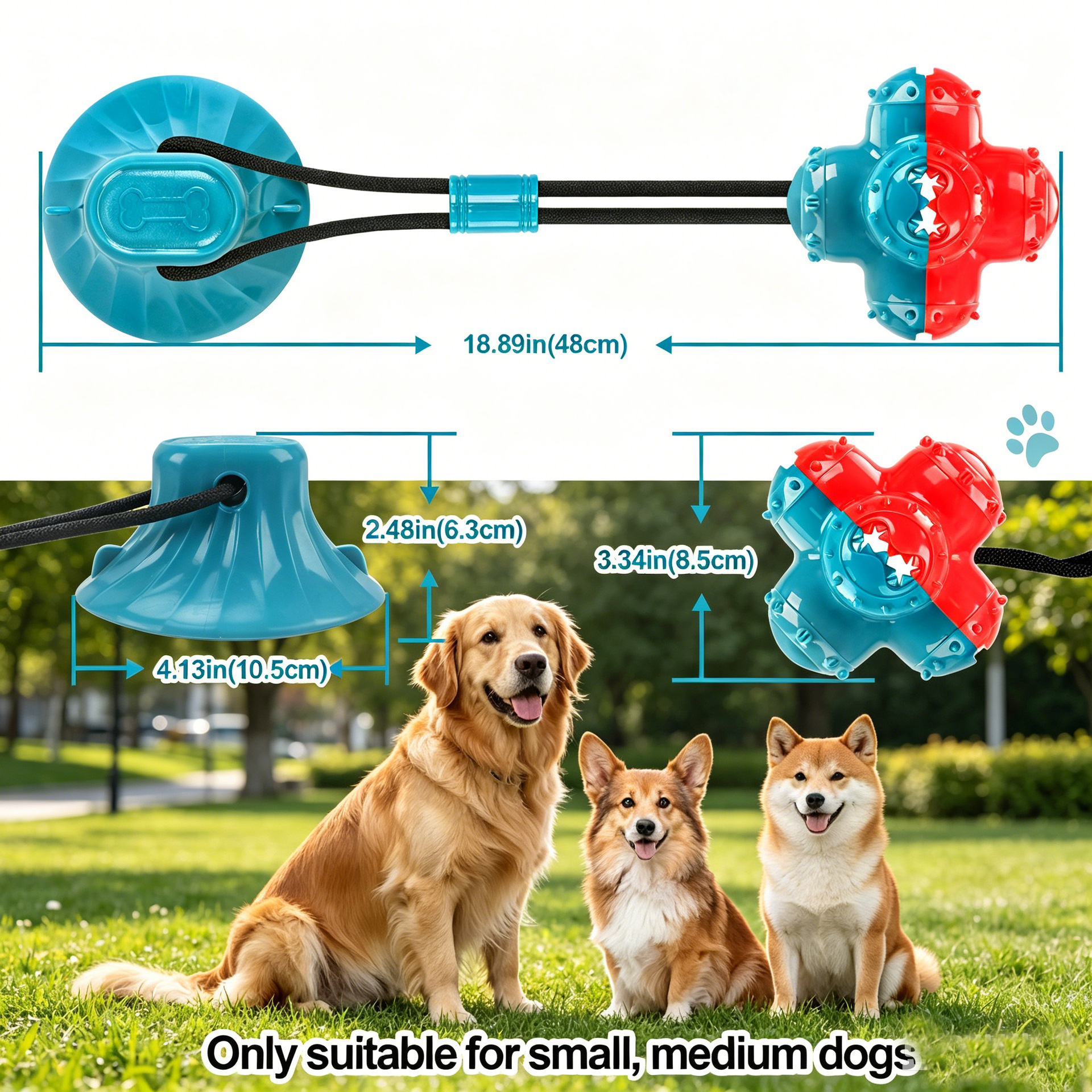 Interactive Cute Dog Suction Cup Rubber Chew Toy with Treat Dispensing Ball Durable TPR for Small &amp; Medium Dogs OEM
