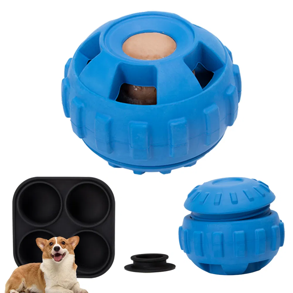 Natural Rubber Dog Chew Toy Ball Durable Cartoon Dog Treat Holes Puzzle Food Dispenser Natural Rubber Dog Toy Ring