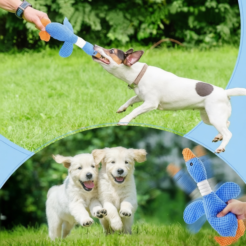 Eco-Friendly Indestructible Durability-tested Chew Squeaky Plush Colorful Duck Dog Toys for Small Medium Large Breeds Puppies