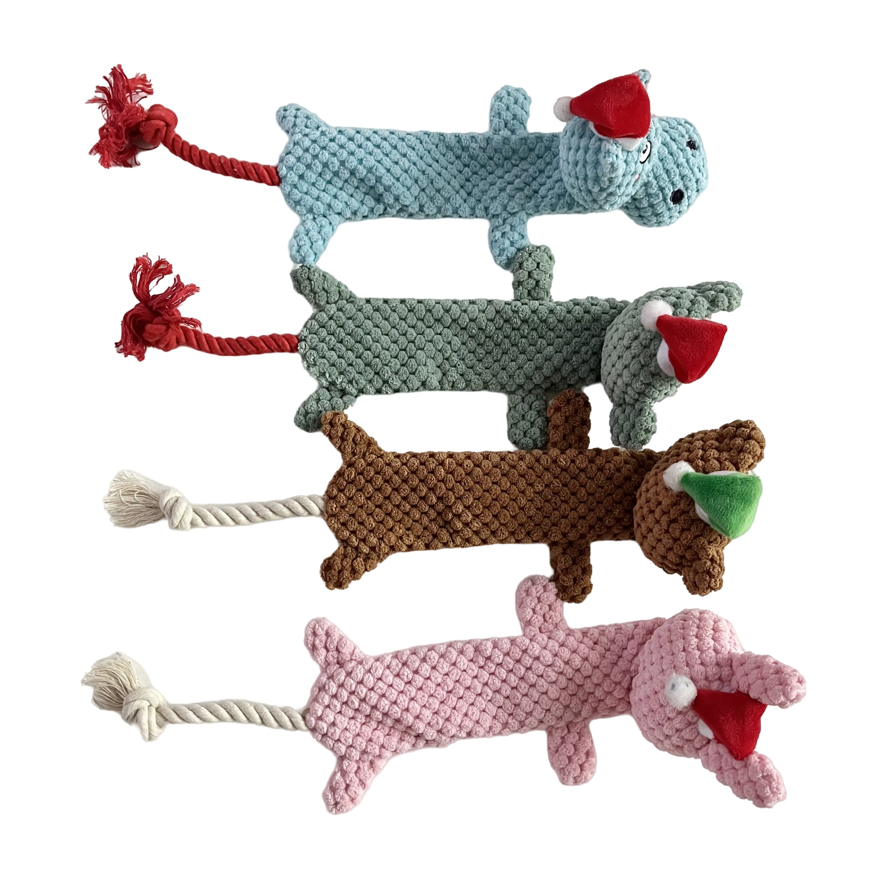 Durable Christmas Interactive Dog Toy Squeaky Doy Toy Plush and Rope