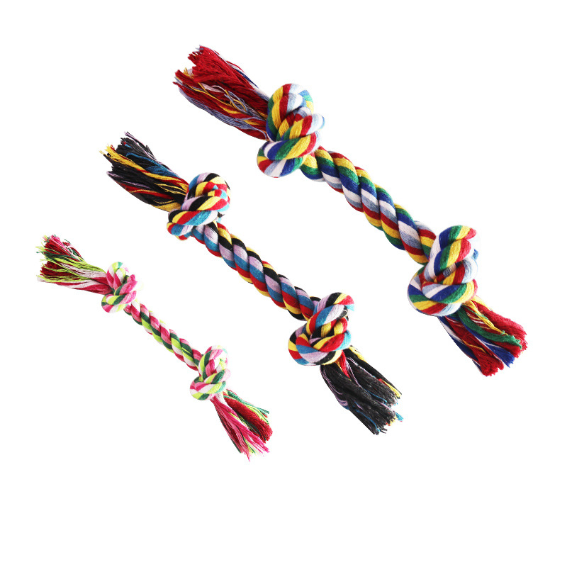 Amazon Hot Selling Dog Rope Toys Colorful Knotted Cotton Pet Toy