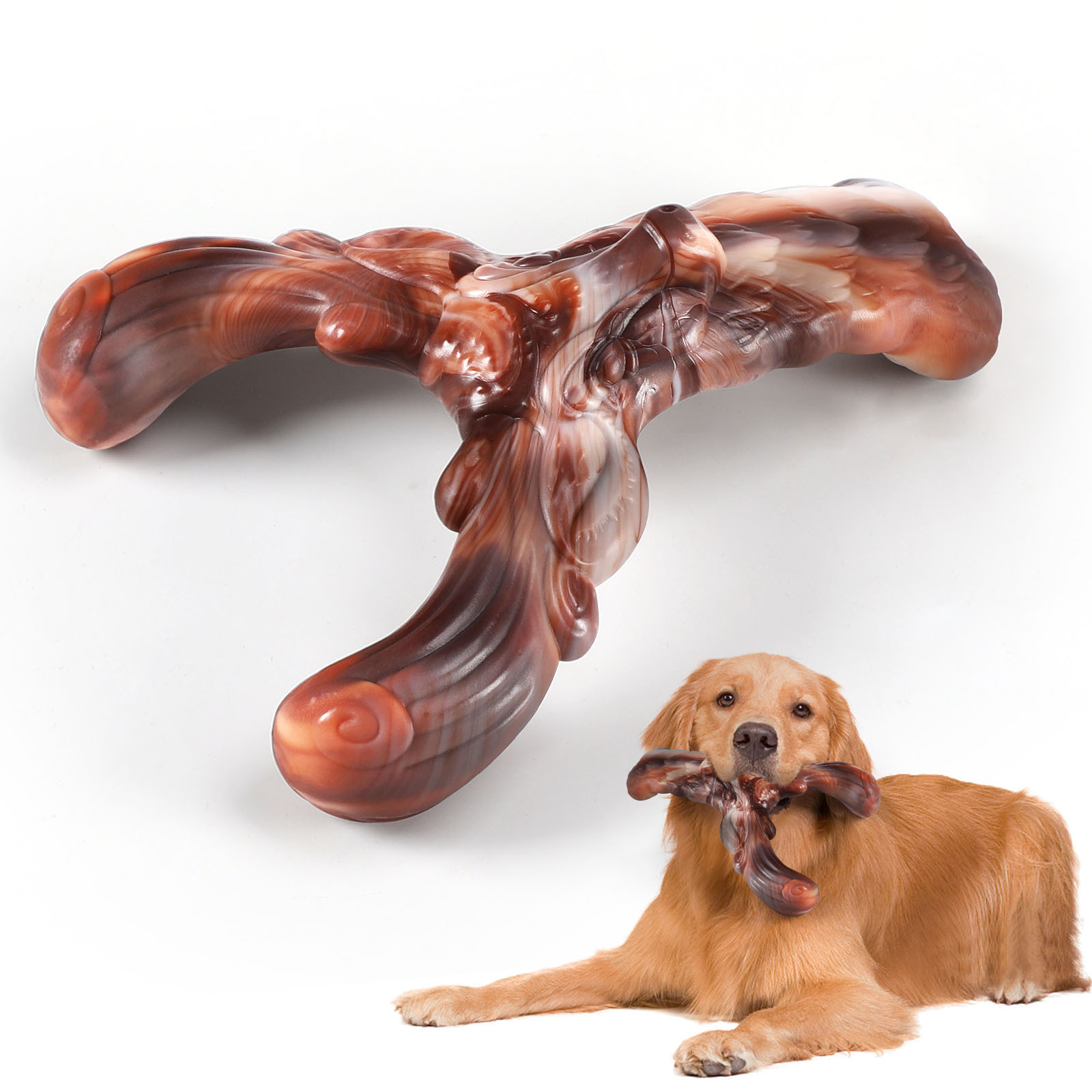 Eco-Friendly Anti-Anxiety Training Dog Toy Durable Indestructible Deer Horn Chew with Beef Flavor Made of Nylon