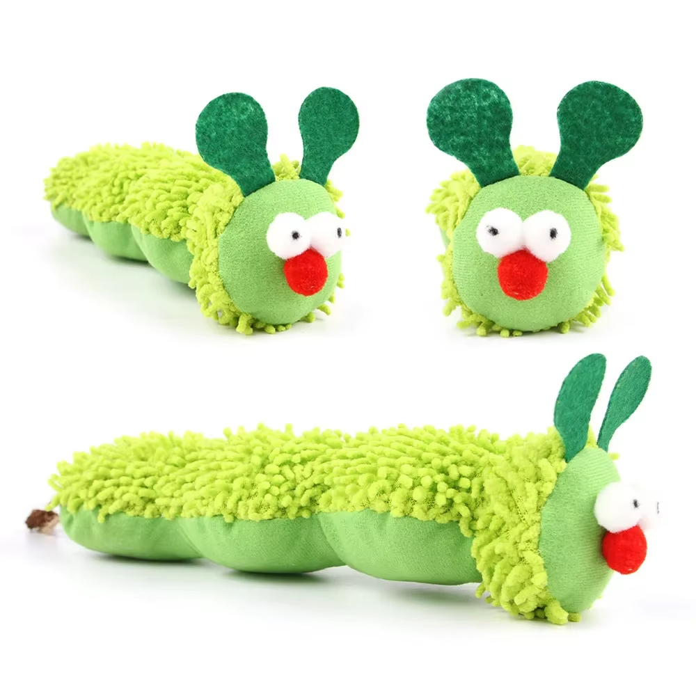 Qbellpet Wholesale Pet Cat Chew Toy Caterpillar Shaped Plush Toy Contains Catnip Self Pleasure Boredom Relief Interactive Play