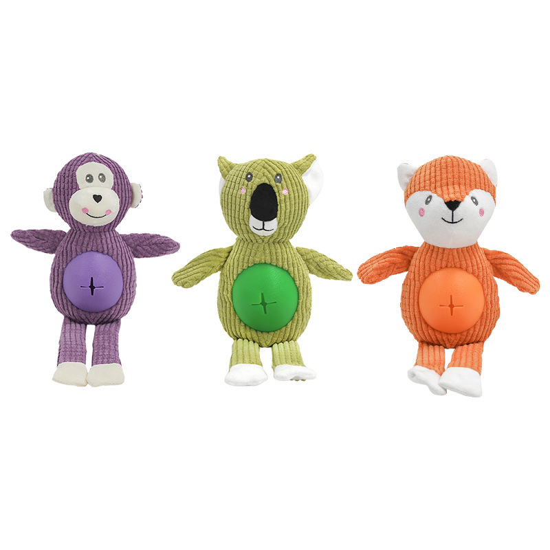 Indestructible Dog Toy Super Soft Plush Monkey Big Belly Chew-Resistant Pet Supplies Popular Animal-Shaped Design PP Cotton