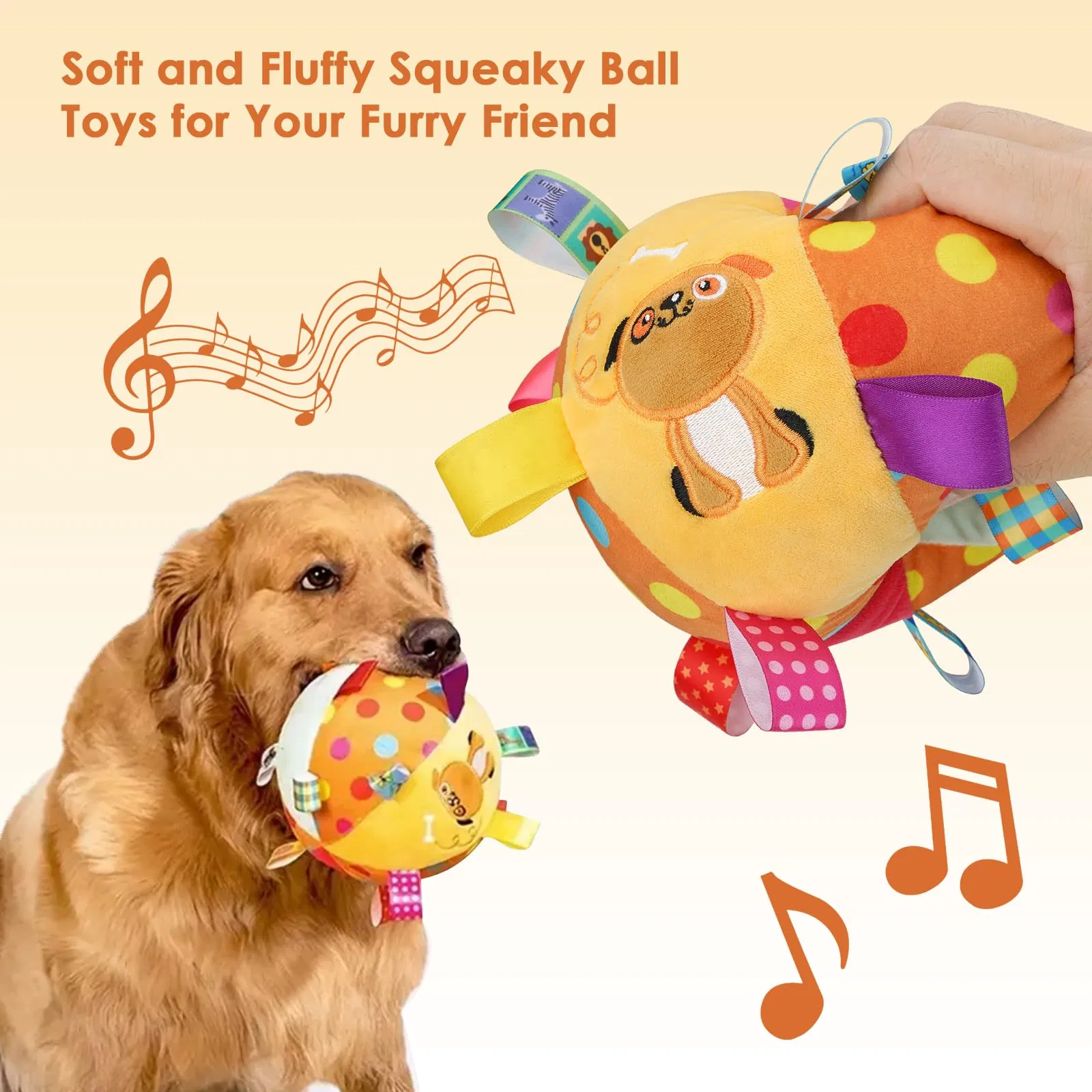 Wholesale OEM ODM 6-Inch Soft Stuffed Dog Squeaky Plush Toy Ball with Cotton Material and Bell