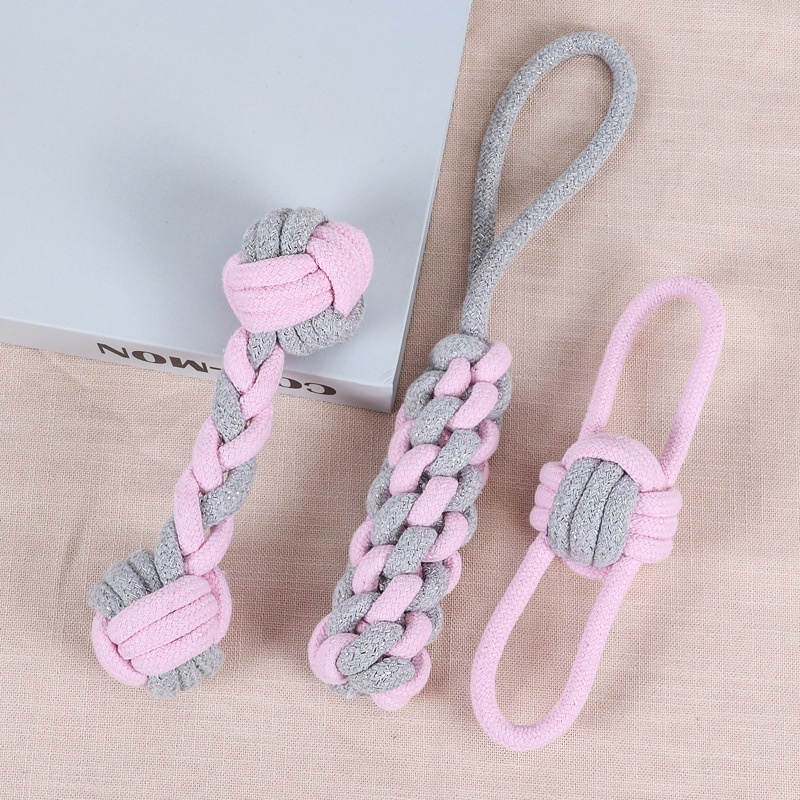 Interactive Cotton Dog Toy Large &amp; Small Dogs' Durable Chew &amp; Tug Set Cartoon Stick Design Plush &amp; Rubber Playing Gift