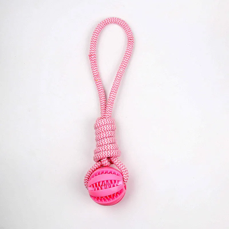 2025 Pet Chew Toy: Rubber Squeaky Ball with Rope Design Dog Toy
