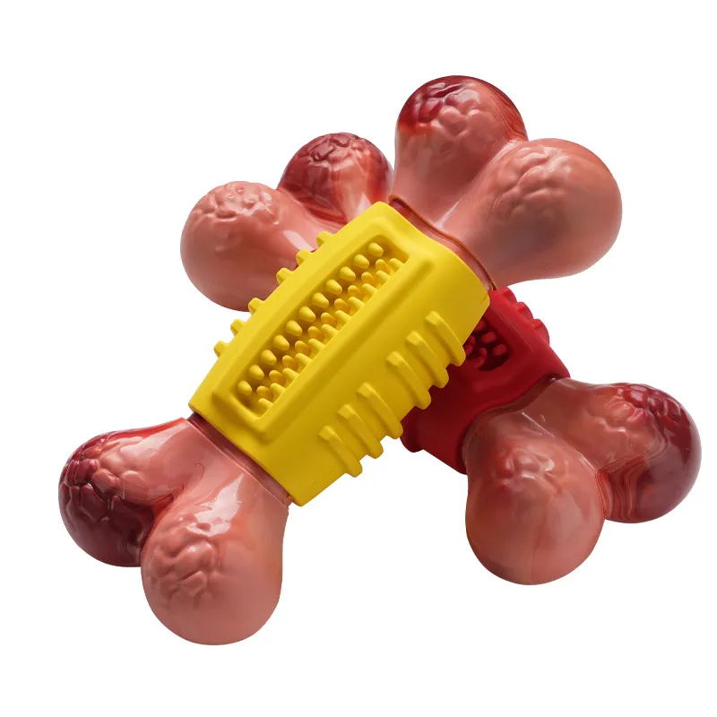 Rubber Dog Toy - Dental Dog Toy for Teeth & Gum Health - Durable Dog Chew Toy - Hard Rubber Bone for Dogs - Fillable Toy for Dispensing Treats - Medium Dogs