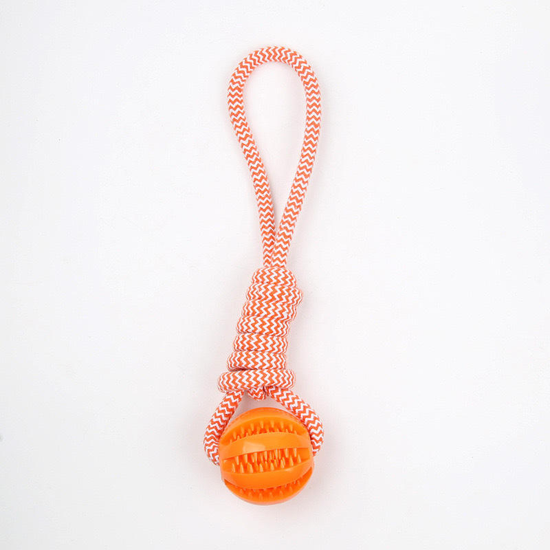 2025 Pet Chew Toy: Rubber Squeaky Ball with Rope Design Dog Toy