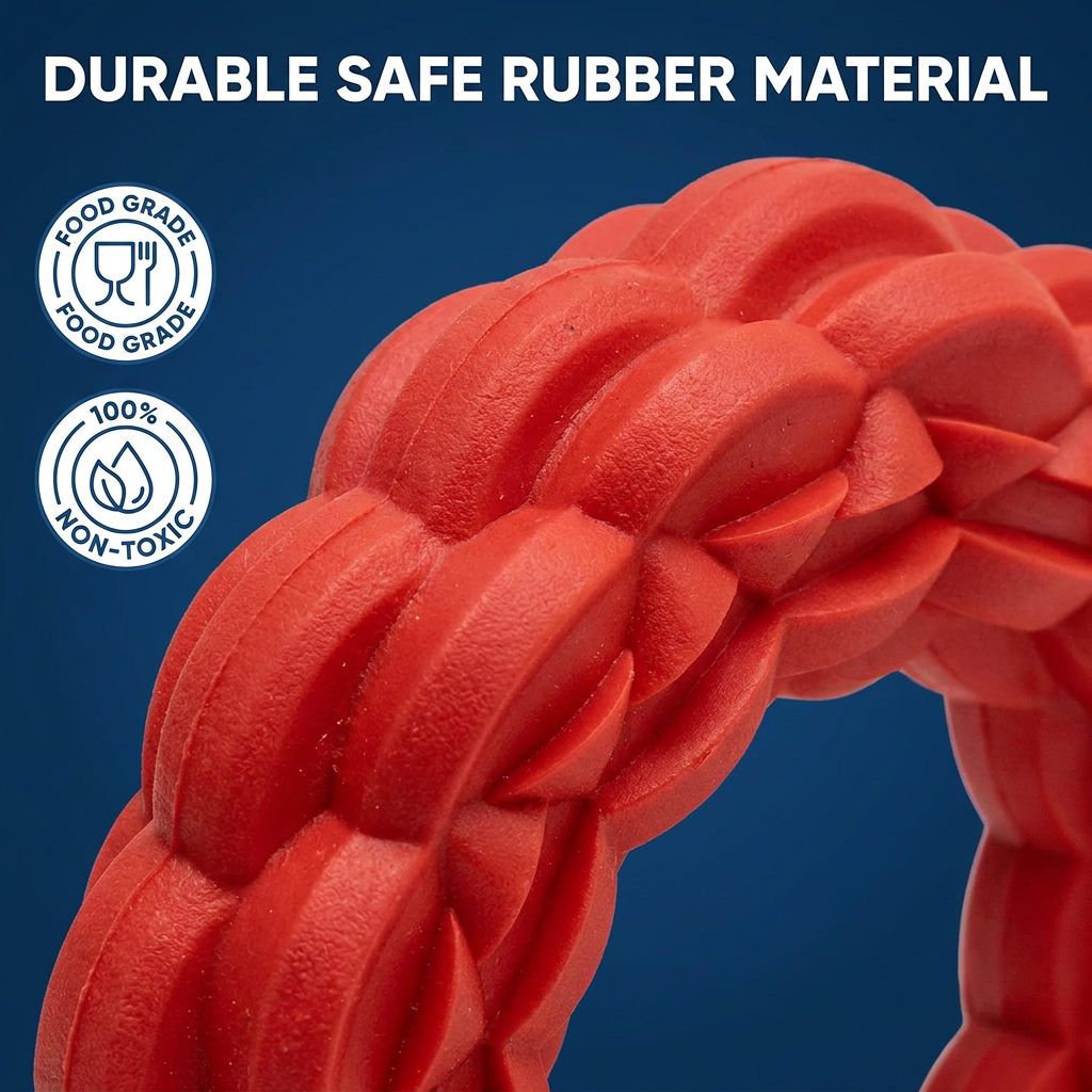 Custom Durable Interactive Rubber Tug Toy for Aggressive Chewers Teeth Cleaning Ring Dog Chew Toy
