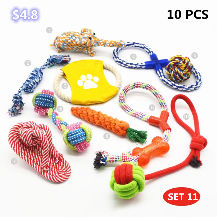 Pack Puppy Cotton Durable Dog Rope Chew Toy Set Pet Toys Set